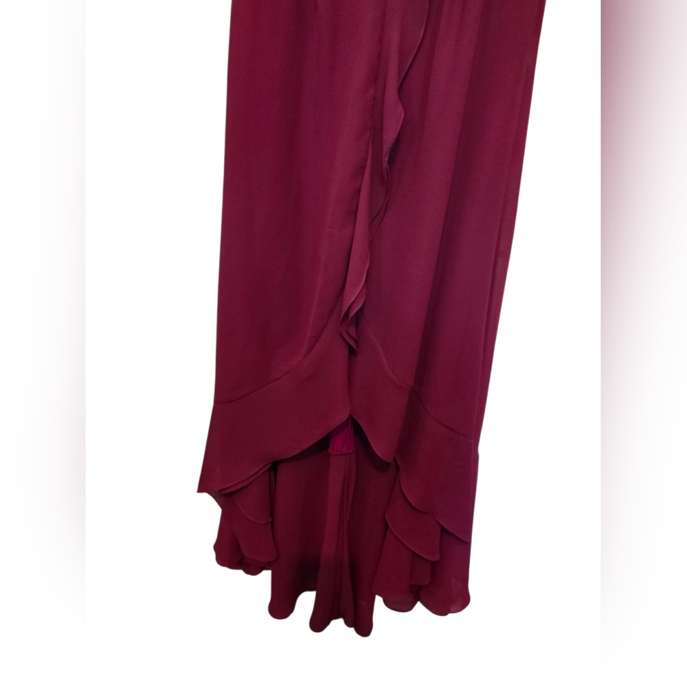 UnitedWood Jodie High/Low Cocktail Dress Floral lace Detail Bordeaux Red Size 6 - Picture 3 of 11